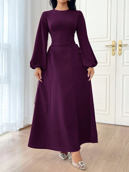 SHEIN Modely Women's Solid Color Simple Daily Long Sleeve Dress Party | Dress