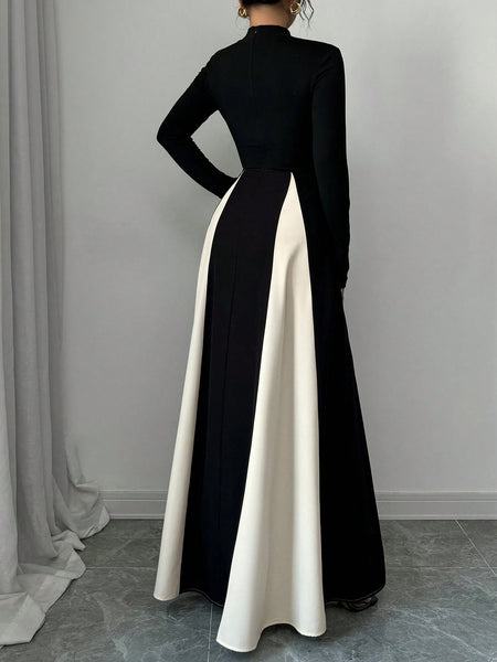 SHEIN Raffinéa European And American Style Color Block Long Sleeve A-L |  Dress