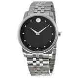 Movado Museum Silver Stainless Steel Black Dial Quartz Watch for Men - 606878