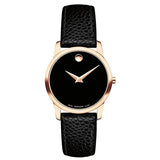  | Movado Museum Black Leather Black Dial Quartz Watch for Women - 607061 | Watches | Movado | OneHub
