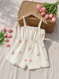 SHEIN 1-Piece Cute Baby Girl: Casual, Simple, And Adorable Striped Romper With All-Over Print And Bow. Suitable For Birthday Parties, Evening Parties, Performances
