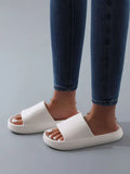  | SHEIN Fashion White Slippers For Women, Minimalist Single Band Slides | Slippers | Shein | OneHub