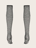  | SHEIN ROMWE Rhinestone Decor Long Fishnet Gloves | Gloves | Shein | OneHub
