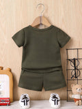  | SHEIN Baby Boy Dinosaur Embroidery Waffle Knit Tee & Shorts | Dress | Shein | OneHub