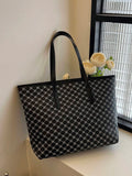  | SHEIN Large Shoulder Tote Bag Geometric Pattern Studded Decor | Bags | Shein | OneHub