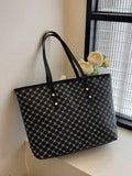  | SHEIN Large Shoulder Tote Bag Geometric Pattern Studded Decor | Bags | Shein | OneHub