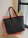  | SHEIN Large Shoulder Tote Bag Geometric Pattern Studded Decor | Bags | Shein | OneHub