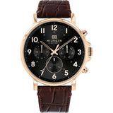 Tommy Hilfiger Daniel Brown Leather Strap Black Dial Chronograph Quartz Watch for Men - 1710379
