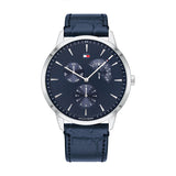 Tommy Hilfiger Brad Blue Leather Strap Blue Dial Quartz Watch for Men - 1710387