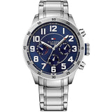 Tommy Hilfiger Trent Silver Stainless Steel Blue Dial Chronograph Quartz Watch for Men - 1791053