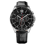 Tommy Hilfiger Luke Black Leather Strap Black Dial Chronograph Quartz Watch for Men - 1791117