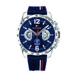 Tommy Hilfiger Decker Blue Rubber Strap Blue Dial Chronograph Quartz Watch for Men - 1791476