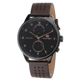  | Tommy Hilfiger Chase Brown Leather Strap Black Dial Chronograph Quartz Watch for Men - 1791577 | Watches | Tommy Hilfiger | OneHub