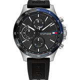  | Tommy Hilfiger Bank Black Rubber Strap Black Dial Chronograph Quartz Watch for Men - 1791724 | Watches | Tommy Hilfiger | OneHub