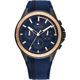 Tommy Hilfiger Aiden Blue Silicone Strap Blue Dial Chronograph Quartz Watch for Men - 1791860