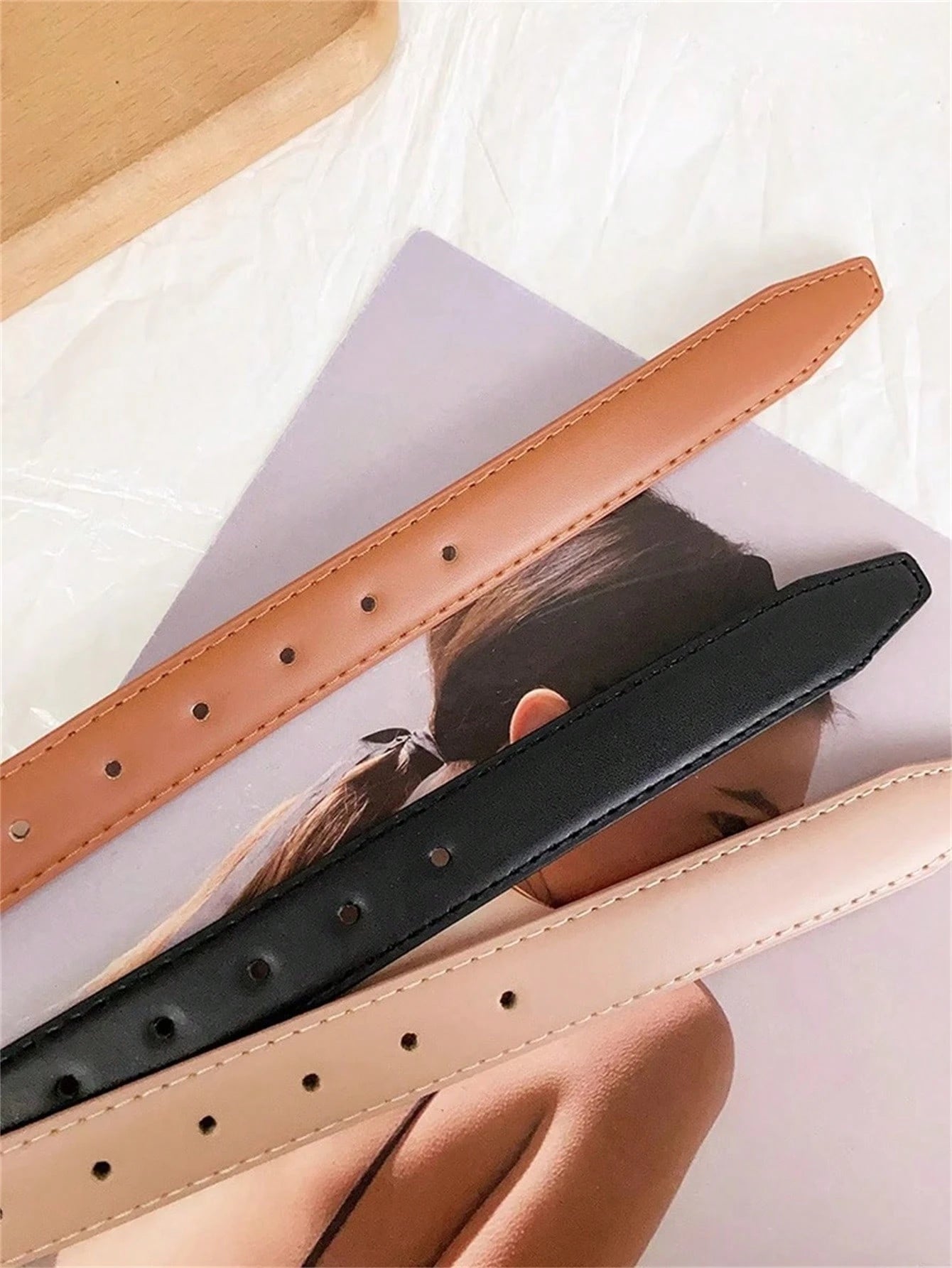 SHEIN 1 Dress Ladies Design Feeling Small Asymmetrical Belt Women Retro With Skirt Thin Belt Fashionable Thin Jeans Accessories