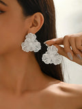 SHEIN 1 Pair Luxury Elegant Floral Design Drop Earrings For Women