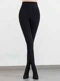 SHEIN 1 Pair Opaque Black Tights, Women's Slim Fit 80D Microfiber Pantyhose, Available In 2 Sizes, Suitable For Spring & Autumn