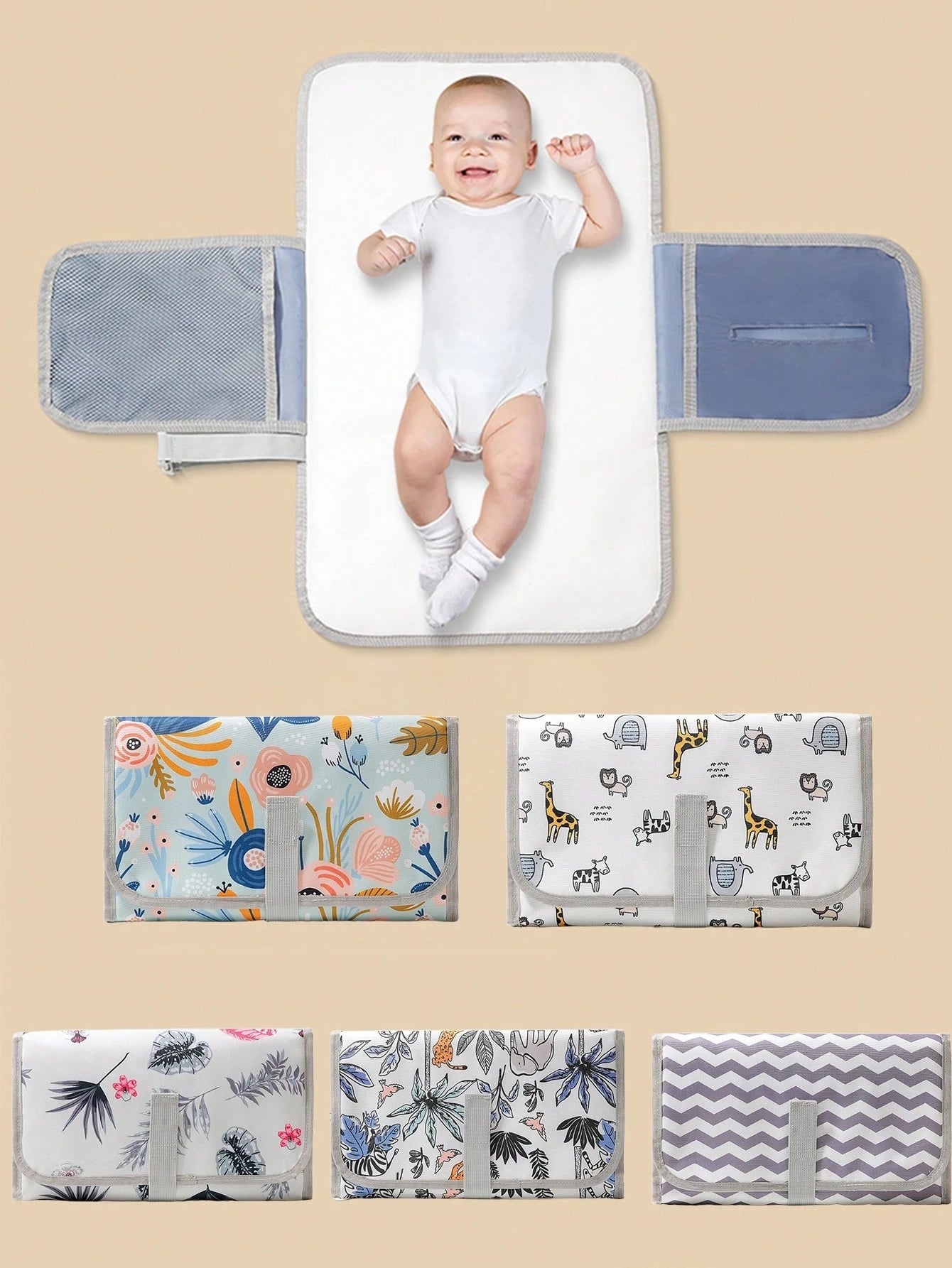 SHEIN 1 Pc Portable Baby Diaper Pad, Multi-Functional Waterproof Diaper Changing Mat, Foldable For Stroller, Convenient Diaper Bag