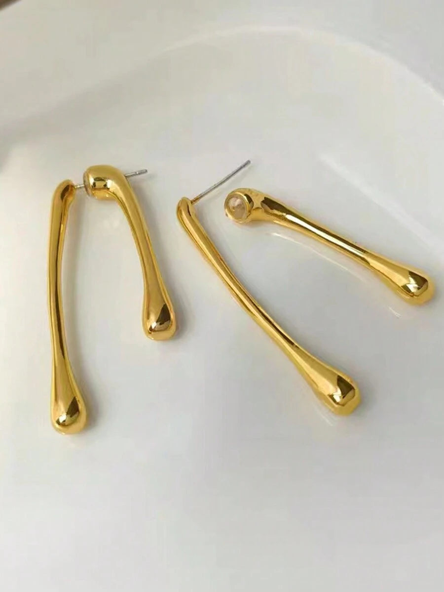  | SHEIN 1pair European And American Simple Long Metal Dangling Water Drop Earrings | Earrings | Shein | OneHub