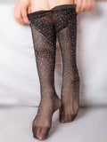  | SHEIN 1pair Rhinestone Fishnet Thigh High Stockings For Women (Excluding Underwear) | Tights | Shein | OneHub