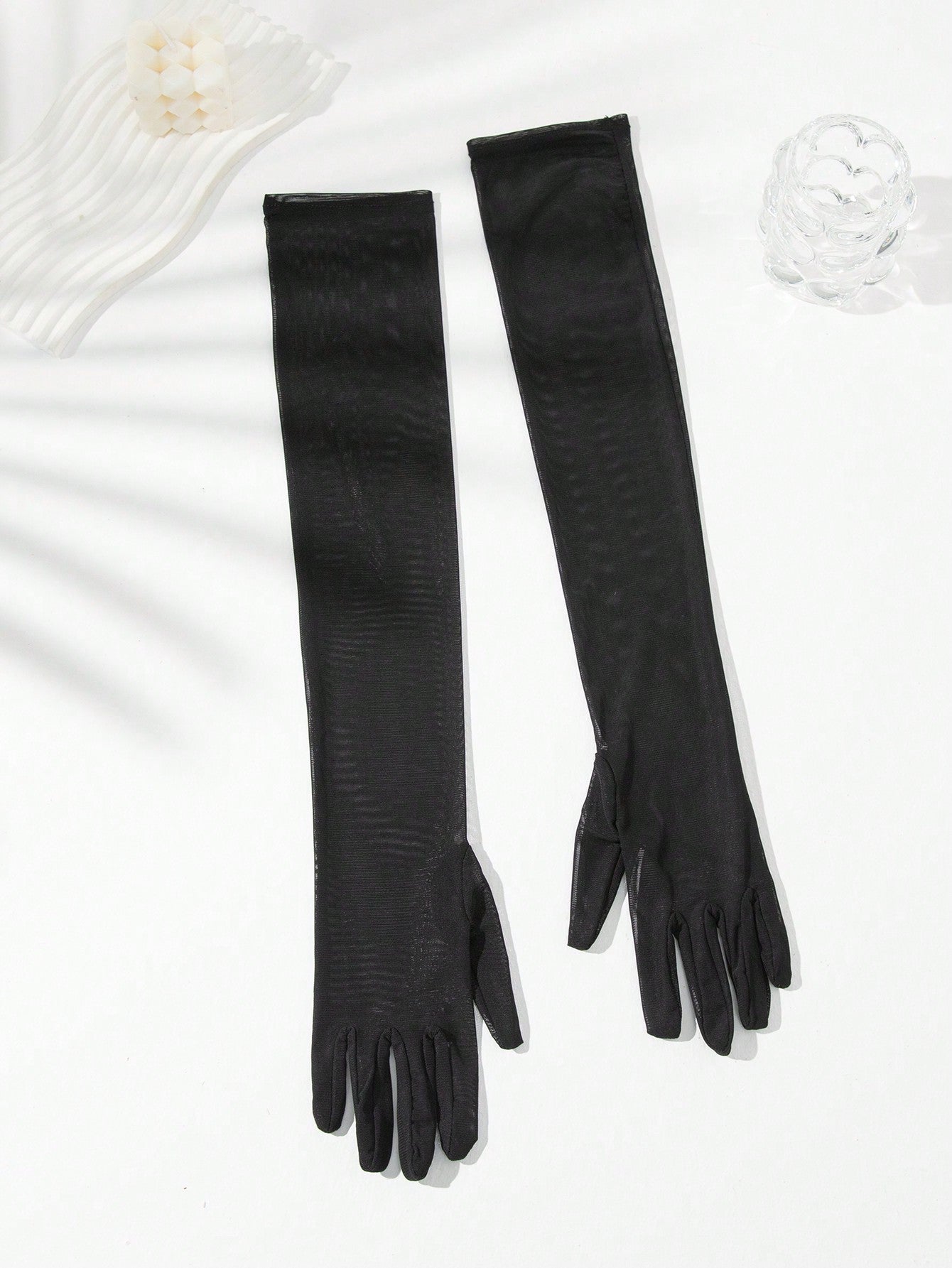 SHEIN 1pair Transparent Black Fishnet Knit Net Gauze High Elasticity F | Gloves | OneHub SHEIN 1pair Transparent Black Fishnet Knit Net Gauze High Elasticity F | Gloves | OneHub