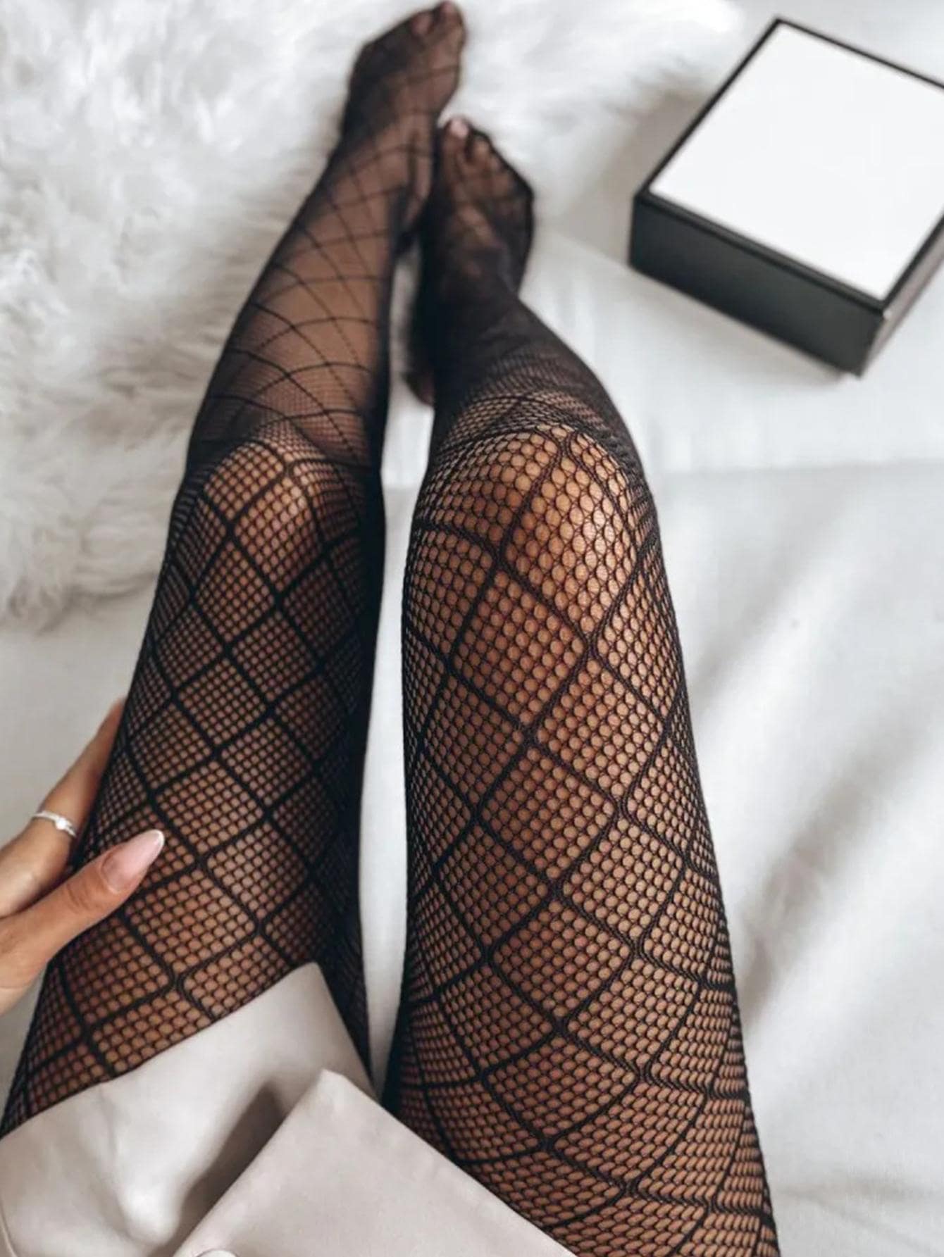  | SHEIN 1pair Women Plaid Pattern Fashionable Fishnet Tights For Daily Life | Tights | Shein | OneHub
