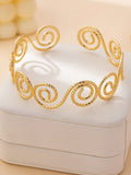 SHEIN 1pc Bohemian Style Hollow Metal Gold Color Incense Plate Open Circle Bracelet, Suitable For Women's Daily, Vacation, Party Outfits