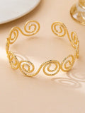 SHEIN 1pc Bohemian Style Hollow Metal Gold Color Incense Plate Open Circle Bracelet, Suitable For Women's Daily, Vacation, Party Outfits