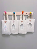 SHEIN 1pc Cartoon Bear Pattern Tissue Storage Bag For Car, Portable Handheld And Pull-Out Style Wet Wipes Organizer