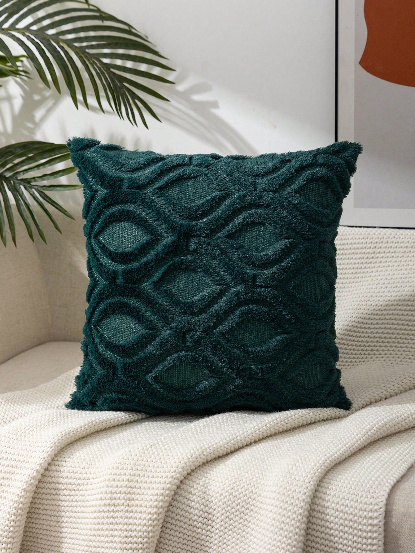  | SHEIN 1pc Dark Green Geometric Pattern Cushion Cover Without Filler, Modern Stretchy Throw Pillow Cover For Household | Pillow Cover | Shein | OneHub