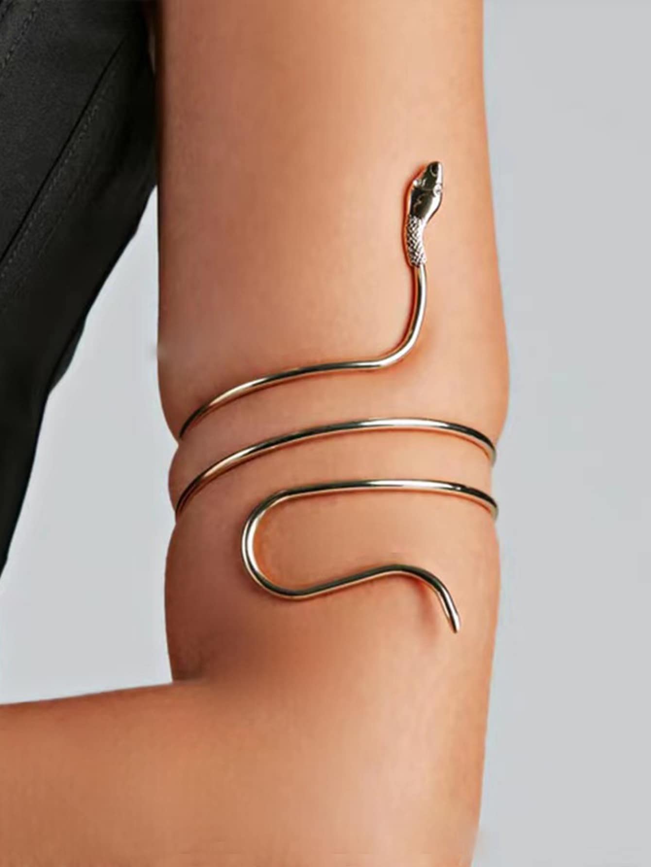 SHEIN 1pc Elegant Adjustable Silver Metal Snake Bangle Bracelet, Gift For Women (Reference Size, Purchase As Needed)