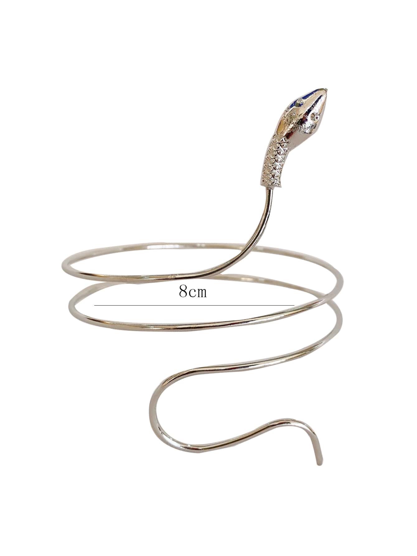 SHEIN 1pc Elegant Adjustable Silver Metal Snake Bangle Bracelet, Gift For Women (Reference Size, Purchase As Needed)