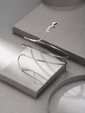 SHEIN 1pc Elegant Adjustable Silver Metal Snake Bangle Bracelet, Gift For Women (Reference Size, Purchase As Needed)