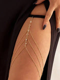 SHEIN 1pc Fashionable Sexy Crystal Tassel Multi-Layer Thigh Chain, Women's Daily, Festival, Nightclub, Party Jewelry, Summer Beach Accessory (Please Check The Size Chart Before Purchasing)
