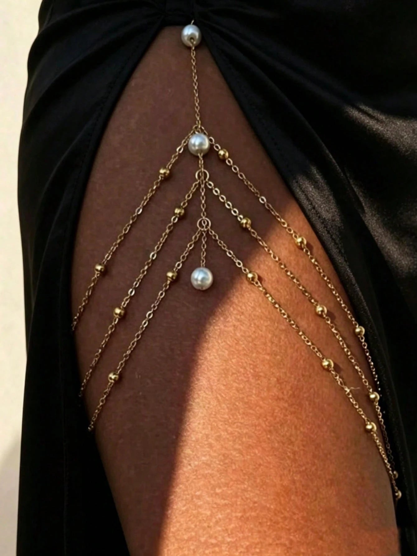 SHEIN 1pc Fashionable Sexy Crystal Tassel Multi-Layer Thigh Chain, Women's Daily, Festival, Nightclub, Party Jewelry, Summer Beach Accessory (Please Check The Size Chart Before Purchasing)