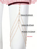 SHEIN 1pc Fashionable Sexy Crystal Tassel Multi-Layer Thigh Chain, Women's Daily, Festival, Nightclub, Party Jewelry, Summer Beach Accessory (Please Check The Size Chart Before Purchasing)