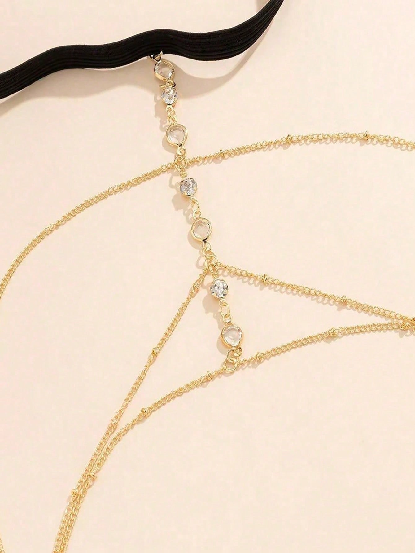 SHEIN 1pc Fashionable Sexy Crystal Tassel Multi-Layer Thigh Chain, Women's Daily, Festival, Nightclub, Party Jewelry, Summer Beach Accessory (Please Check The Size Chart Before Purchasing)