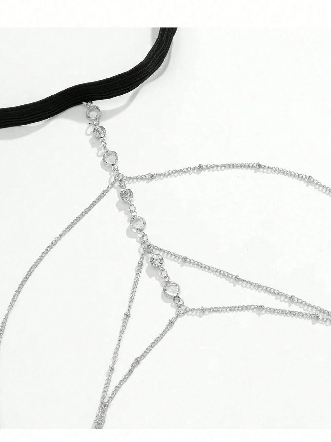 SHEIN 1pc Fashionable Sexy Crystal Tassel Multi-Layer Thigh Chain, Women's Daily, Festival, Nightclub, Party Jewelry, Summer Beach Accessory (Please Check The Size Chart Before Purchasing)