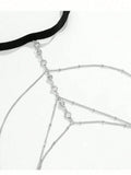SHEIN 1pc Fashionable Sexy Crystal Tassel Multi-Layer Thigh Chain, Women's Daily, Festival, Nightclub, Party Jewelry, Summer Beach Accessory (Please Check The Size Chart Before Purchasing)