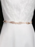 SHEIN 1pc Gold Color Delicate Leaf Shaped Pearl & Crystal Bridal Waist Chain