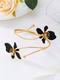  | SHEIN 1pc Iron Alloy Black Enamel Flower Cuff Bracelet, Minimalist Elegant Fashion Accessory Suitable For Mother's Day, Party, And Daily Wear | Bangle | Shein | OneHub