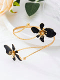  | SHEIN 1pc Iron Alloy Black Enamel Flower Cuff Bracelet, Minimalist Elegant Fashion Accessory Suitable For Mother's Day, Party, And Daily Wear | Bangle | Shein | OneHub