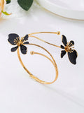  | SHEIN 1pc Iron Alloy Black Enamel Flower Cuff Bracelet, Minimalist Elegant Fashion Accessory Suitable For Mother's Day, Party, And Daily Wear | Bangle | Shein | OneHub