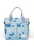 SHEIN 1pc Multifunctional Mother & Baby Diaper Bag Fashionable Printed Waterproof Cloth Bag Women Handbag Baby Bottle Storage Bag
