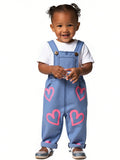  | SHEIN 1pc New Design Baby Girls Heart Print Casual Denim Overalls | Dress | Shein | OneHub