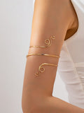 SHEIN 1pc Personalized Minimalist Metal Geometric Line Arm Cuff, Suitable For Daily And Vacation Wear