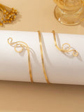 SHEIN 1pc Personalized Minimalist Metal Geometric Line Arm Cuff, Suitable For Daily And Vacation Wear