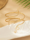 SHEIN 1pc Personalized Minimalist Metal Geometric Line Arm Cuff, Suitable For Daily And Vacation Wear