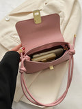  | 1pc Solid Color Pu Shoulder Bag With Metal Lock And Adjustable Strap | Bags | Shein | OneHub